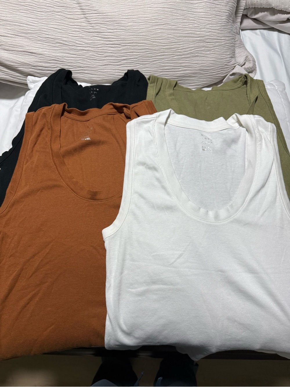 a new day Women's Scoop Tank Pack - White, Black, Olive, Rust